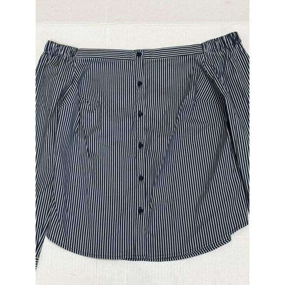 Express Women's Blouse Off Shoulder Button Up Striped Size S - Picture 2 of 7